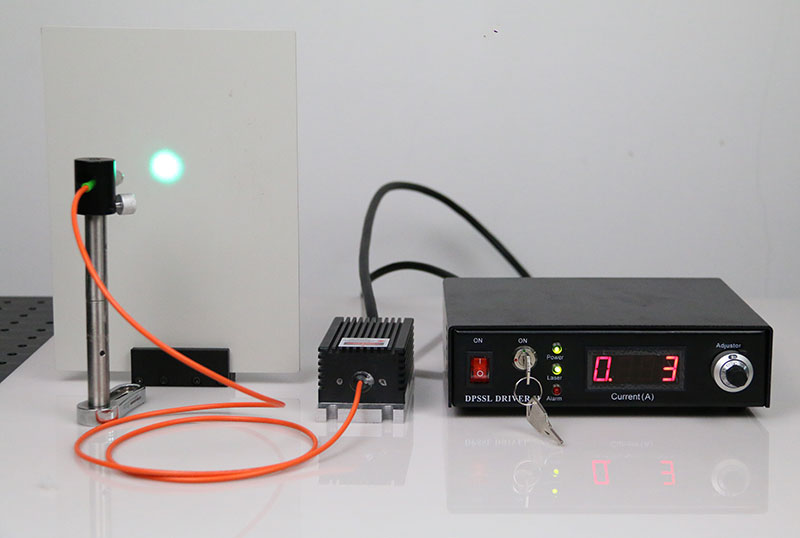 505nm 50mW 단일 모드 섬유 결합 레이저 녹색 레이저 빔 전원 공급 장치 포함